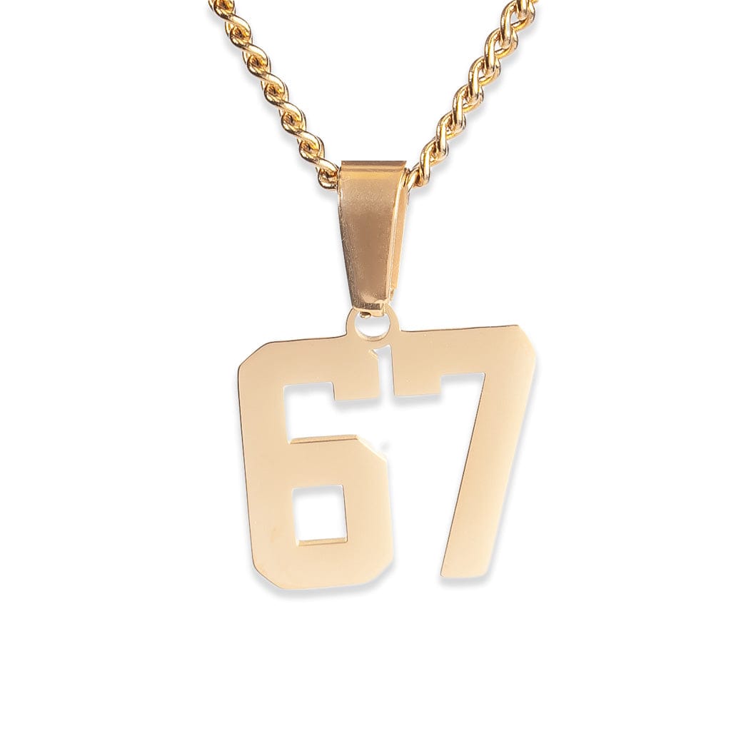Number Pendant Necklace - Gold