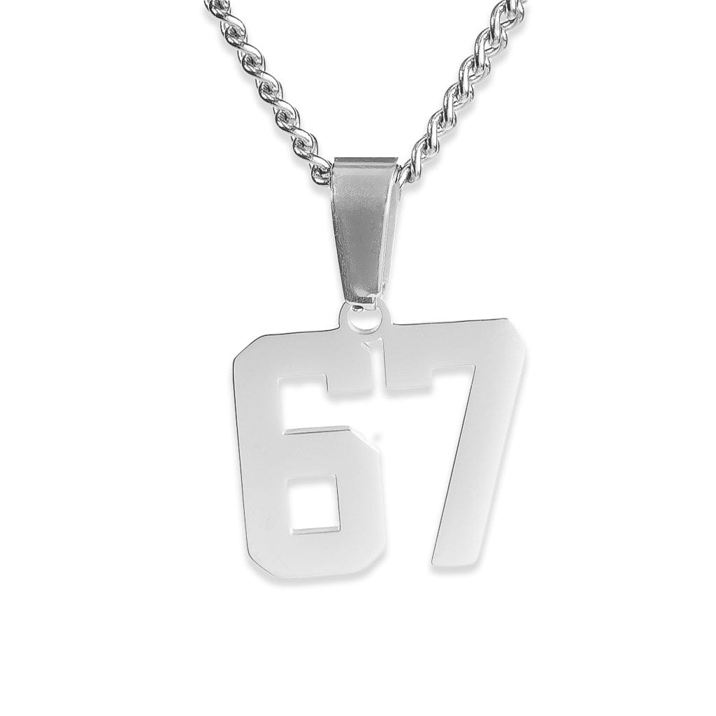 Number Pendant Necklace - Silver