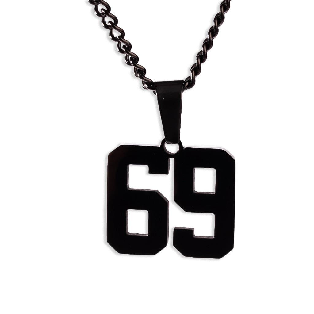 Number Pendant Necklace - Black