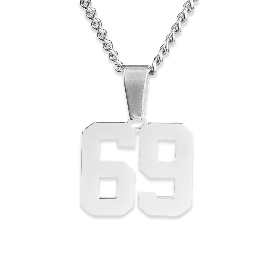 Number Pendant Necklace - Silver