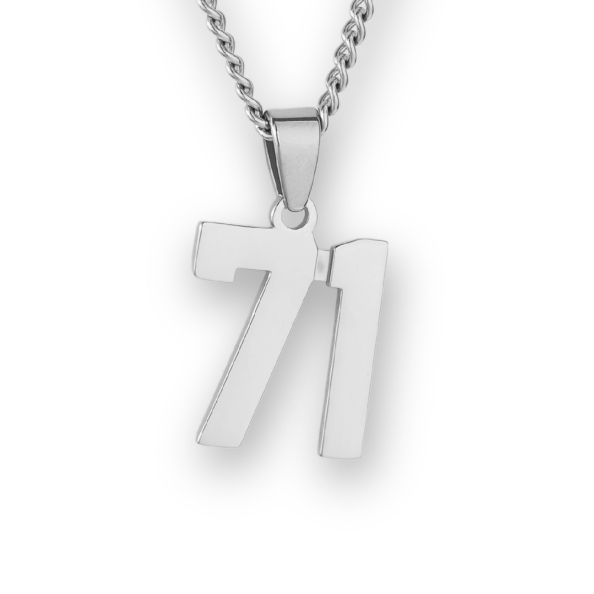 Number Pendant Necklace - Silver