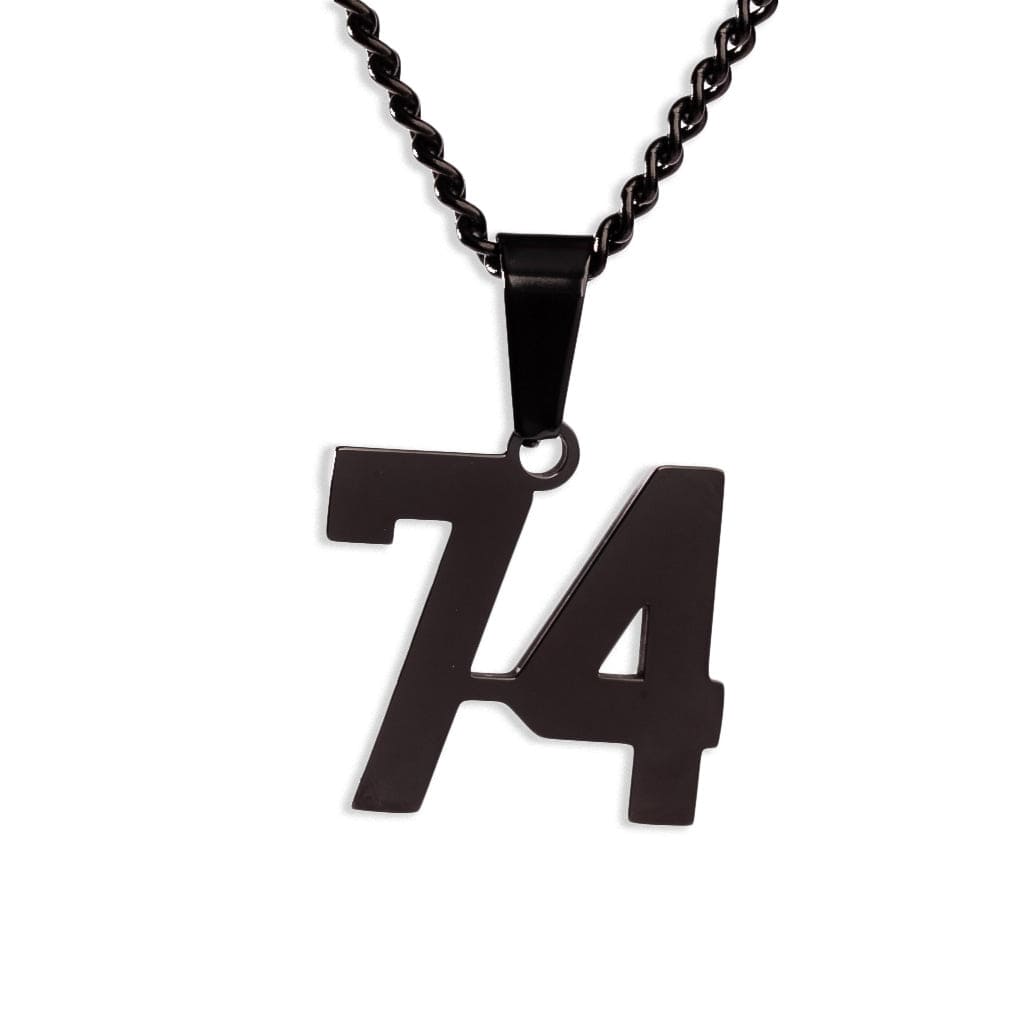 Number Pendant Necklace - Black