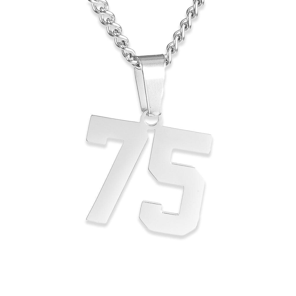 Number Pendant Necklace - Silver