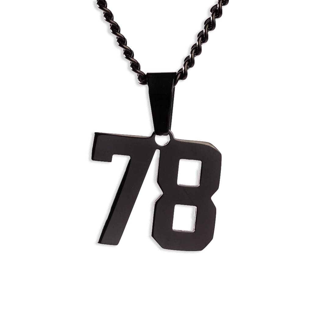 Number Pendant Necklace - Black