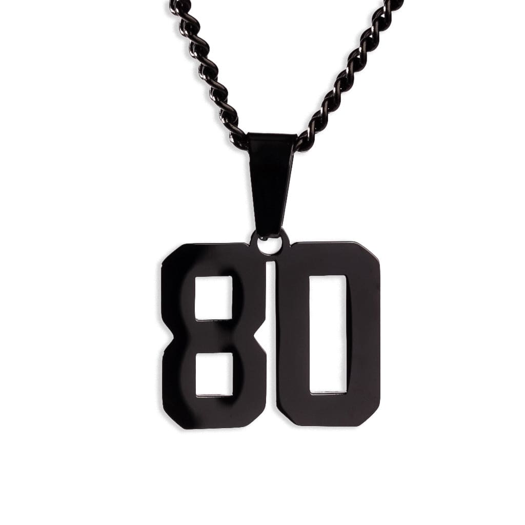 Number Pendant Necklace - Black