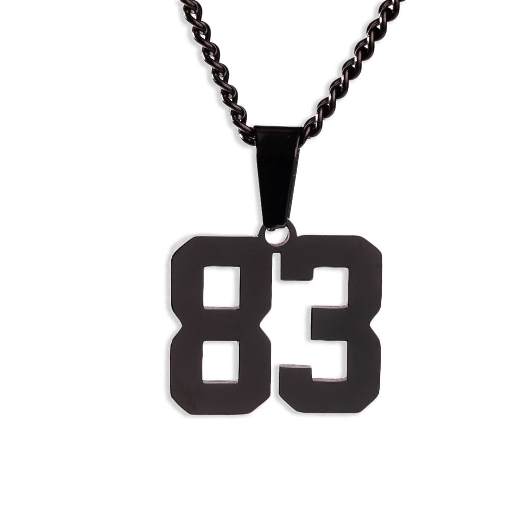 Number Pendant Necklace - Black