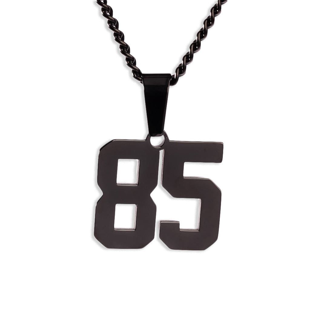 Number Pendant Necklace - Black
