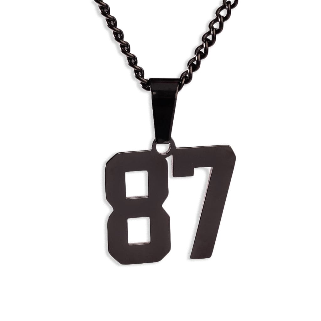 Number Pendant Necklace - Black