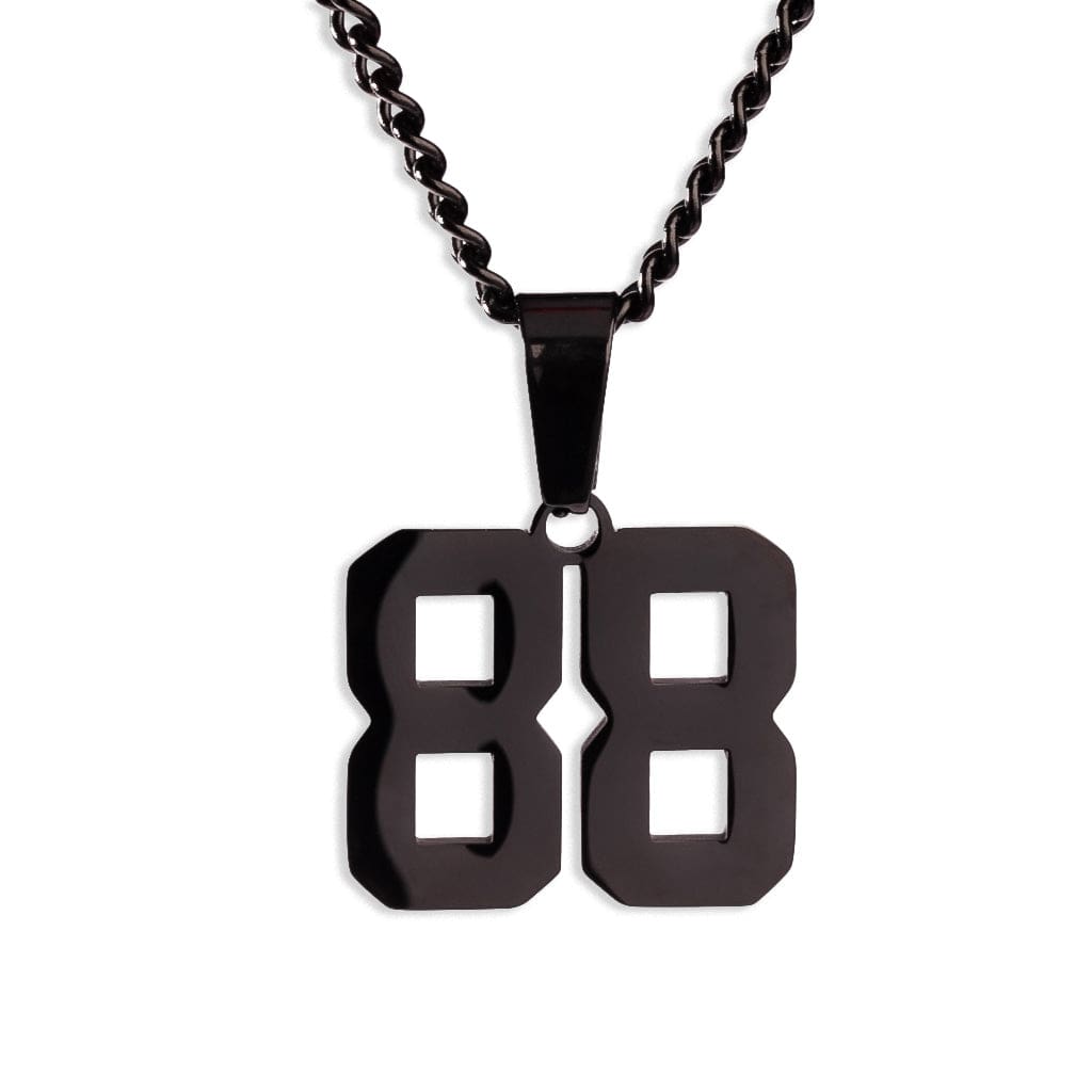 Number Pendant Necklace - Black