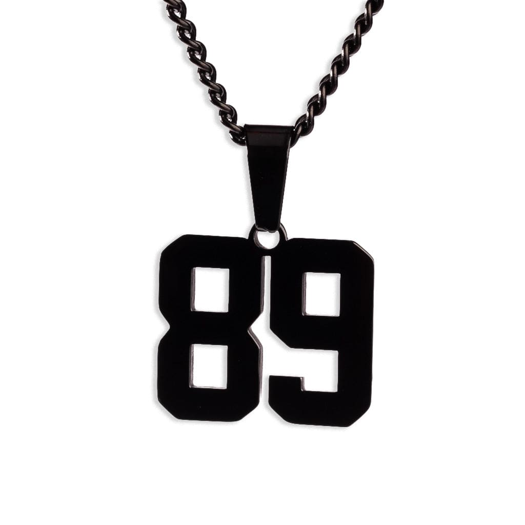 Number Pendant Necklace - Black