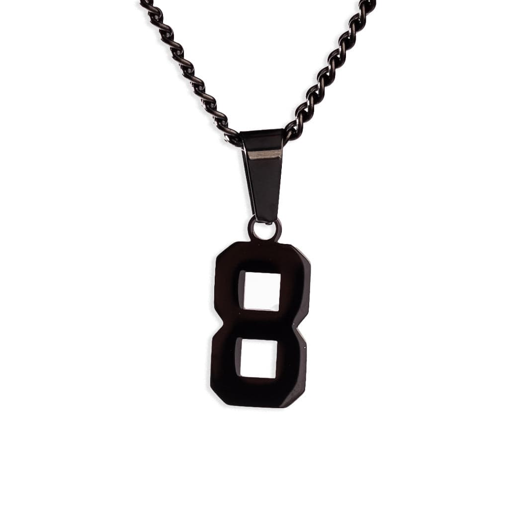 Number Pendant Necklace - Black
