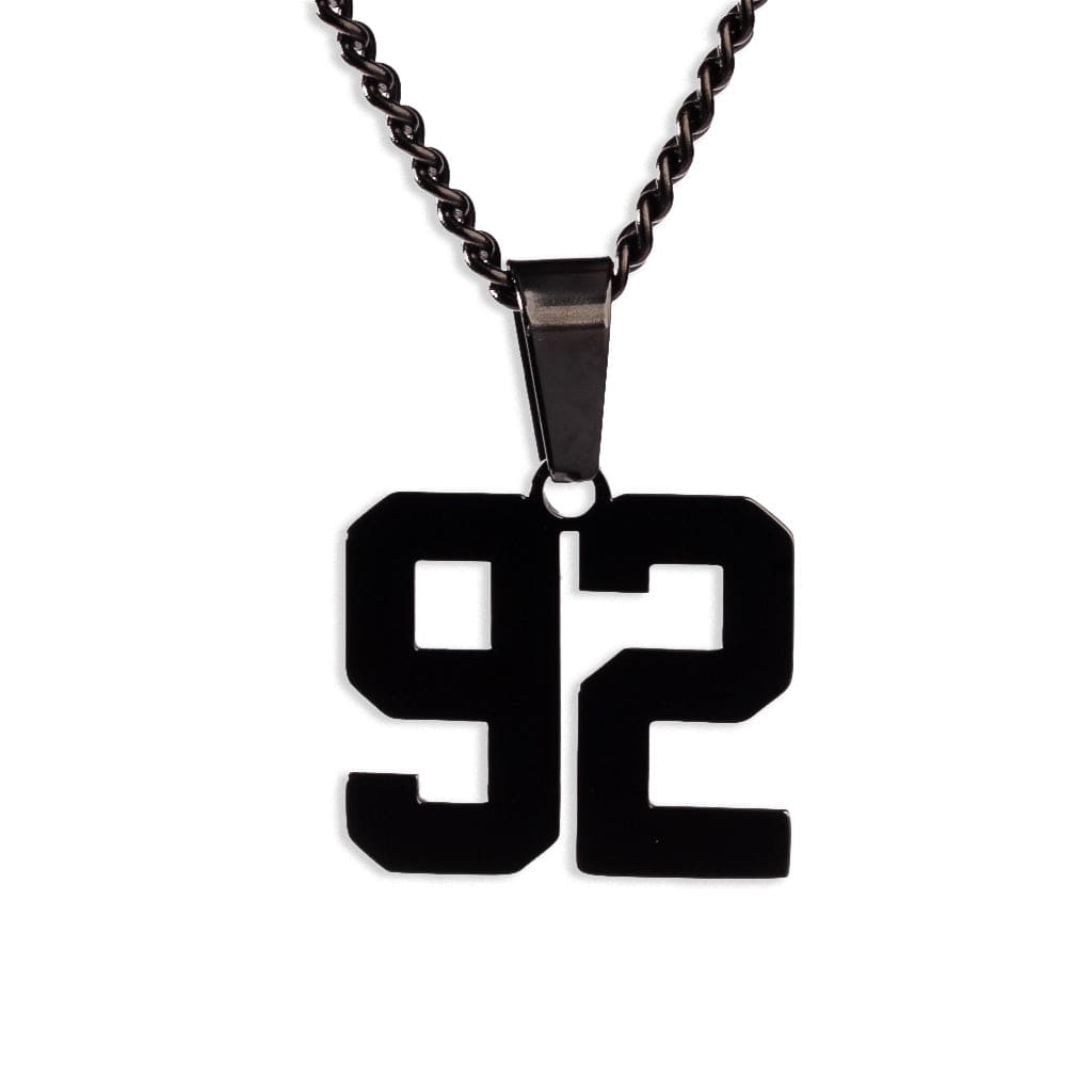 Number Pendant Necklace - Black