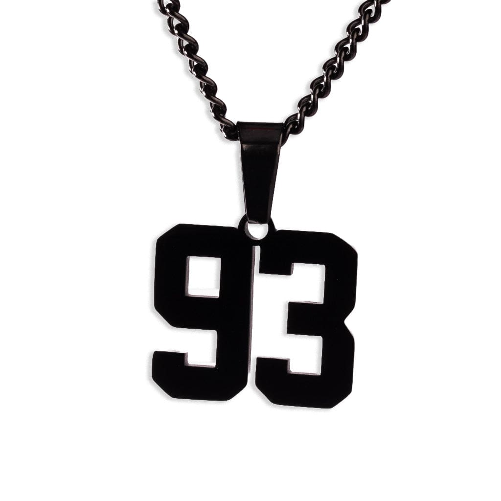 Number Pendant Necklace - Black