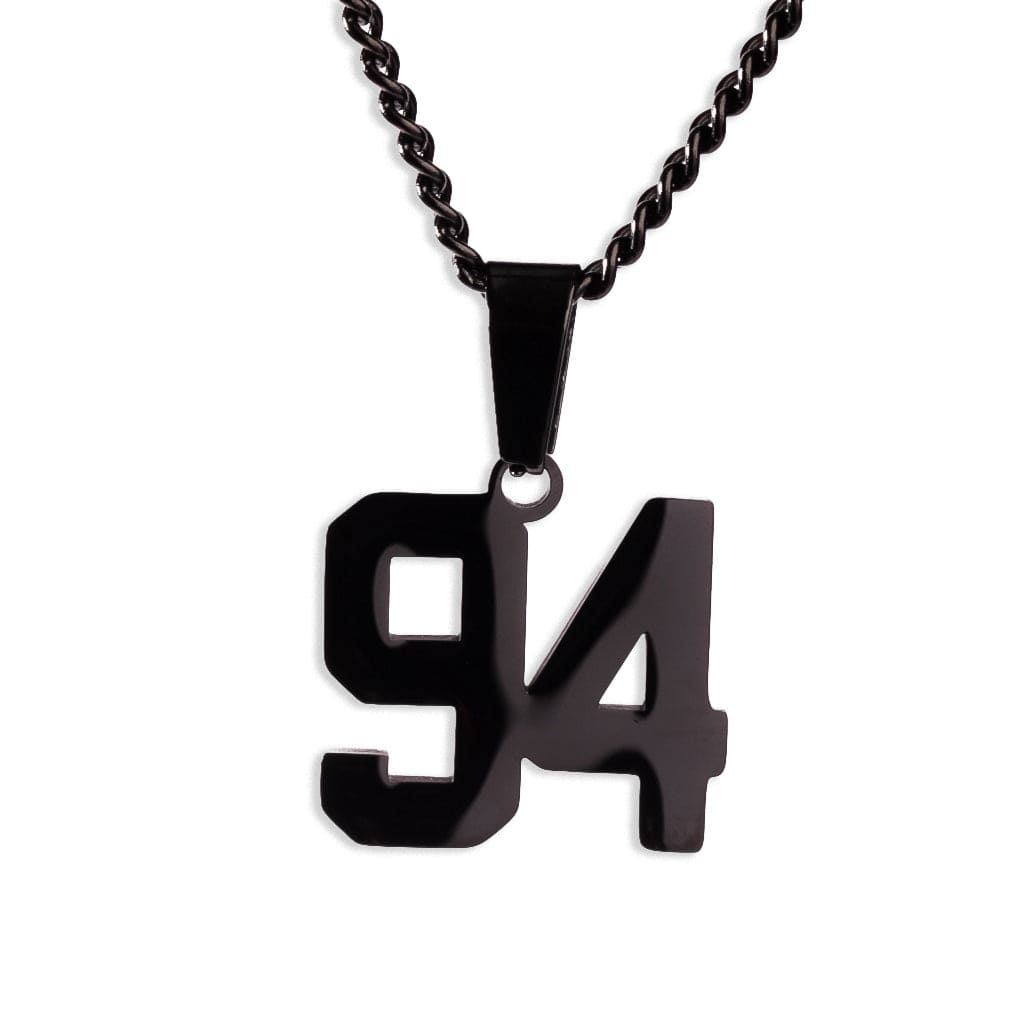 Number Pendant Necklace - Black