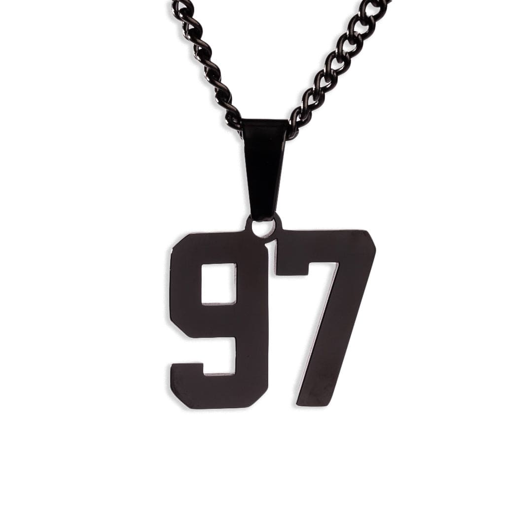 Number Pendant Necklace - Black