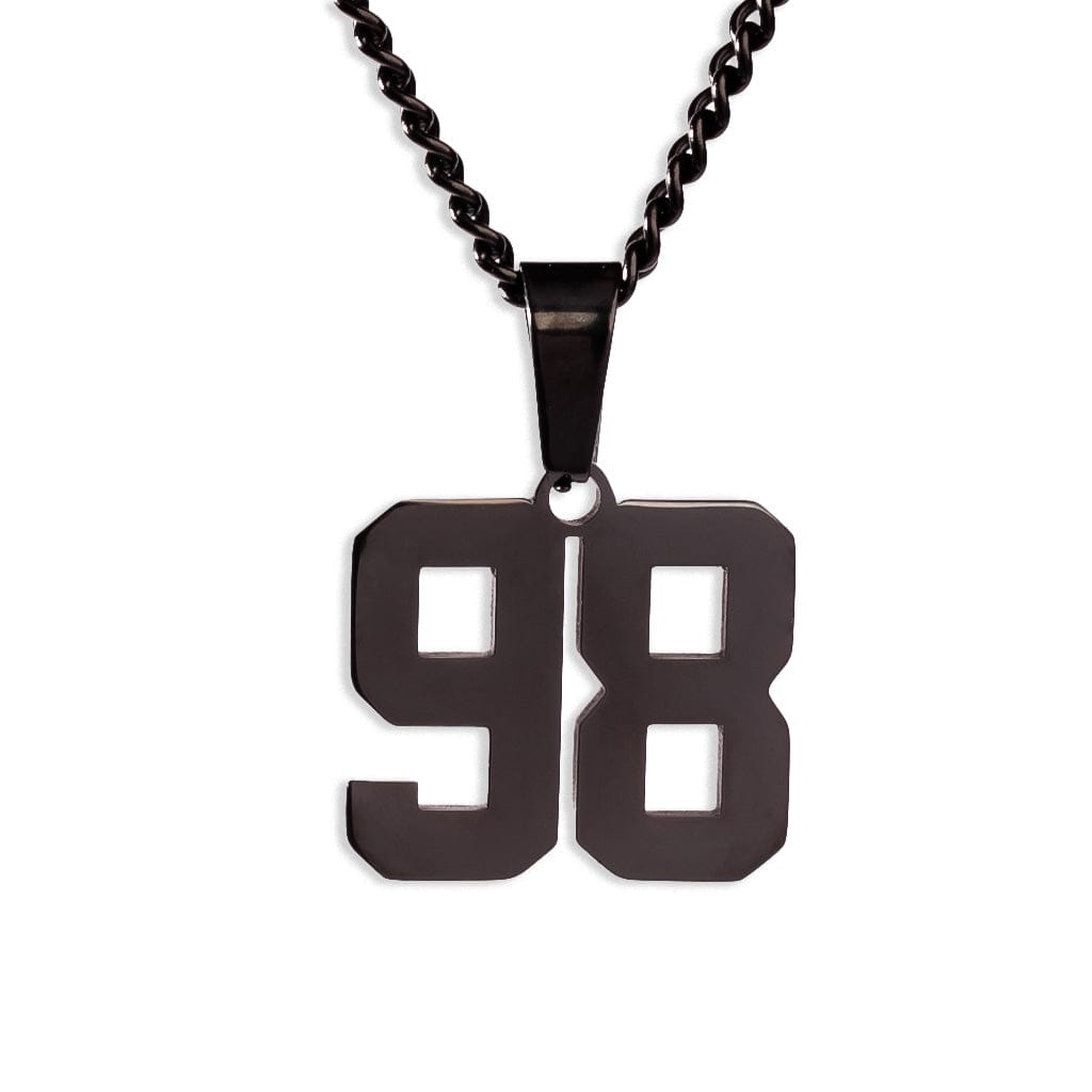 Number Pendant Necklace - Black