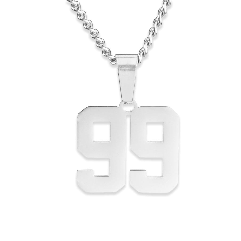 Number Pendant Necklace - Silver