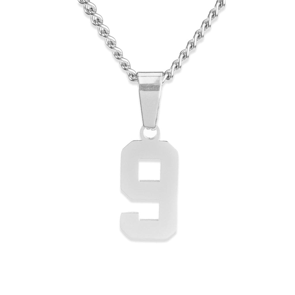 Number Pendant Necklace - Silver
