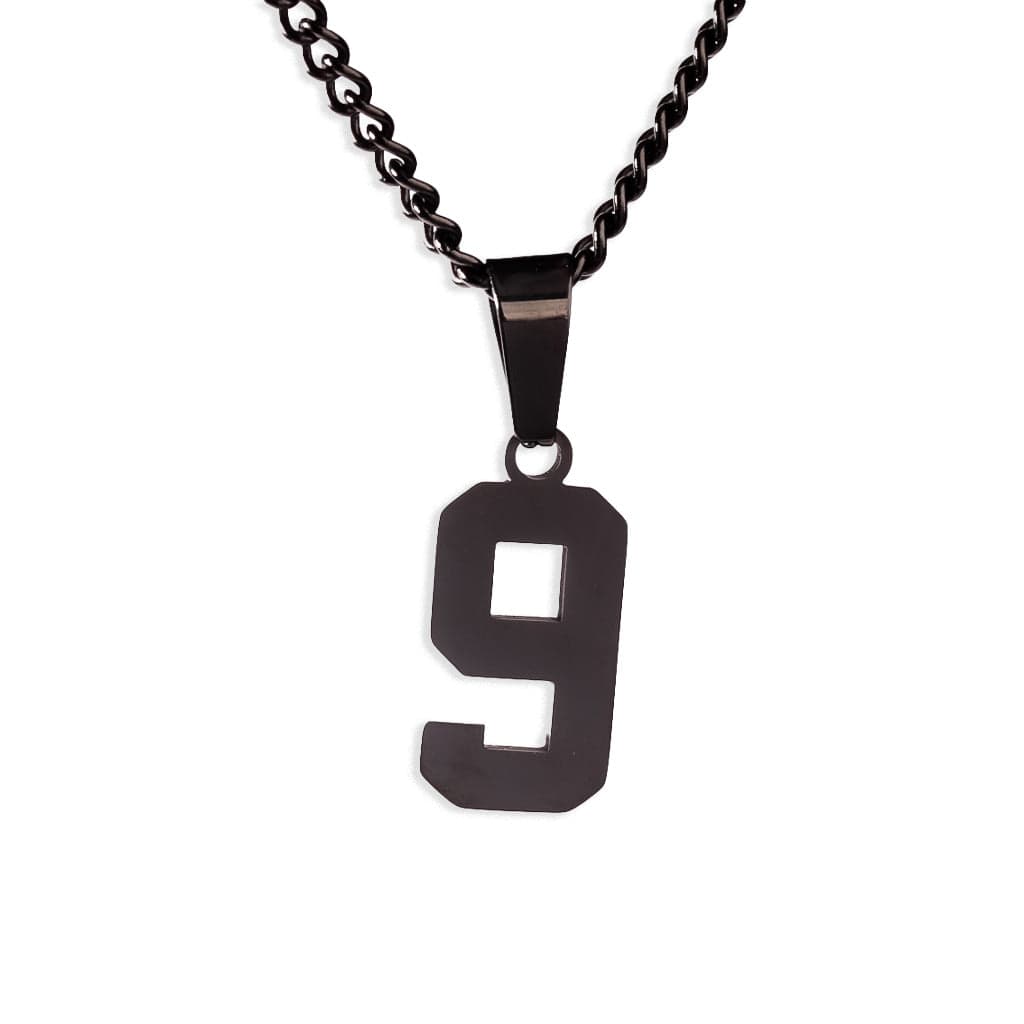 Number Pendant Necklace - Black