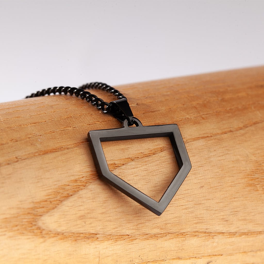 Black Home Plate Pendant and Chain