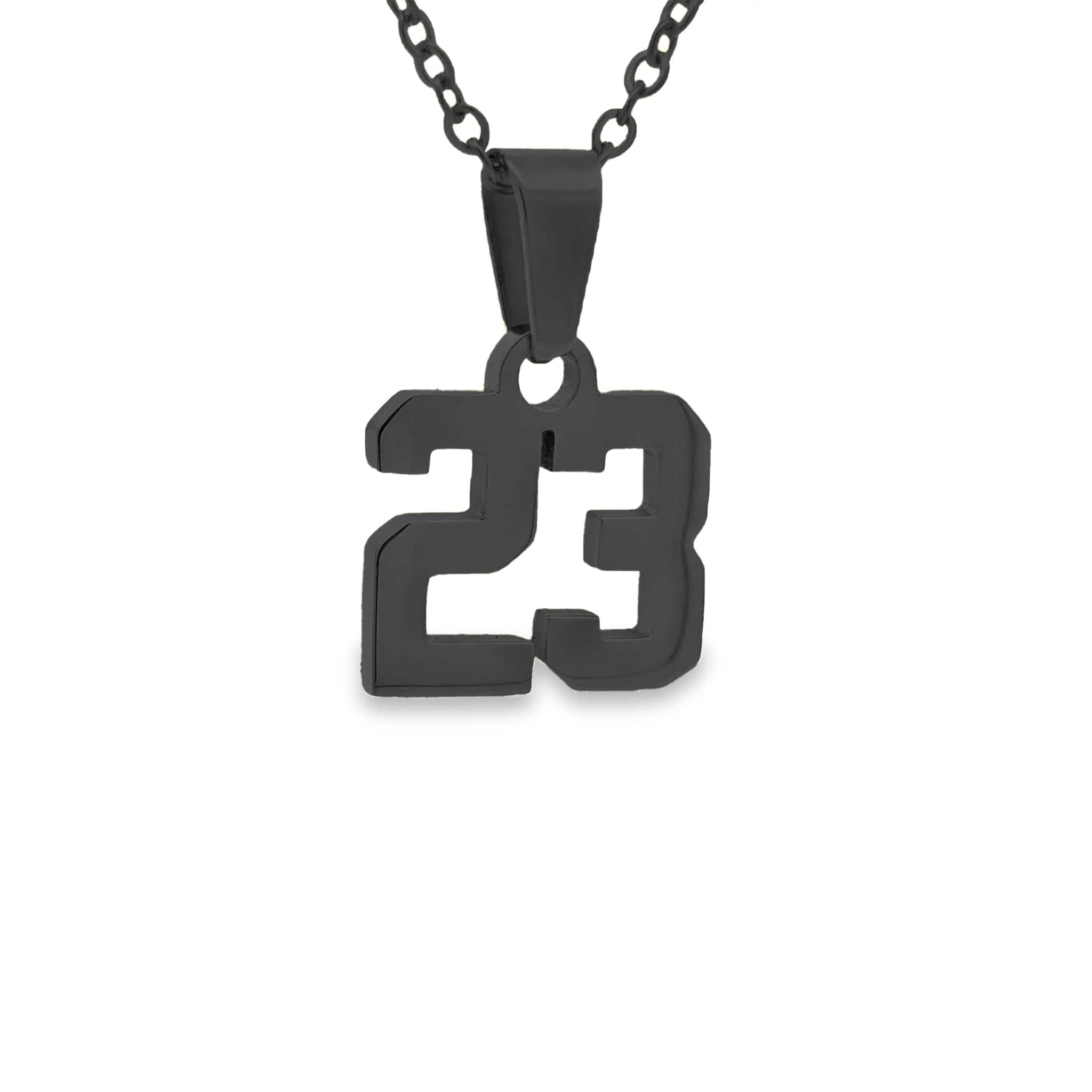 Small Number Pendant Necklace - Black
