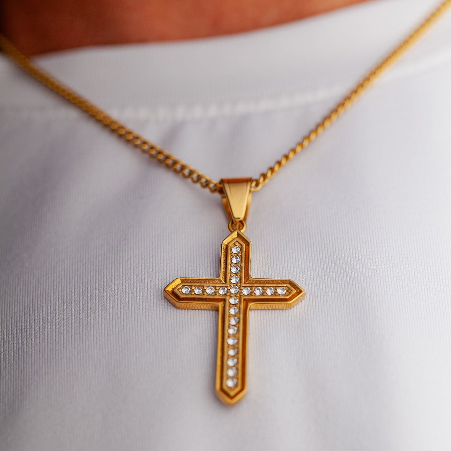 Iced Out Cross - Gold