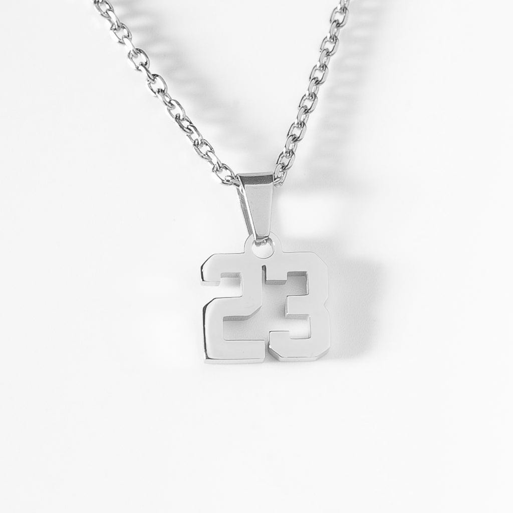 silver number pendant charm