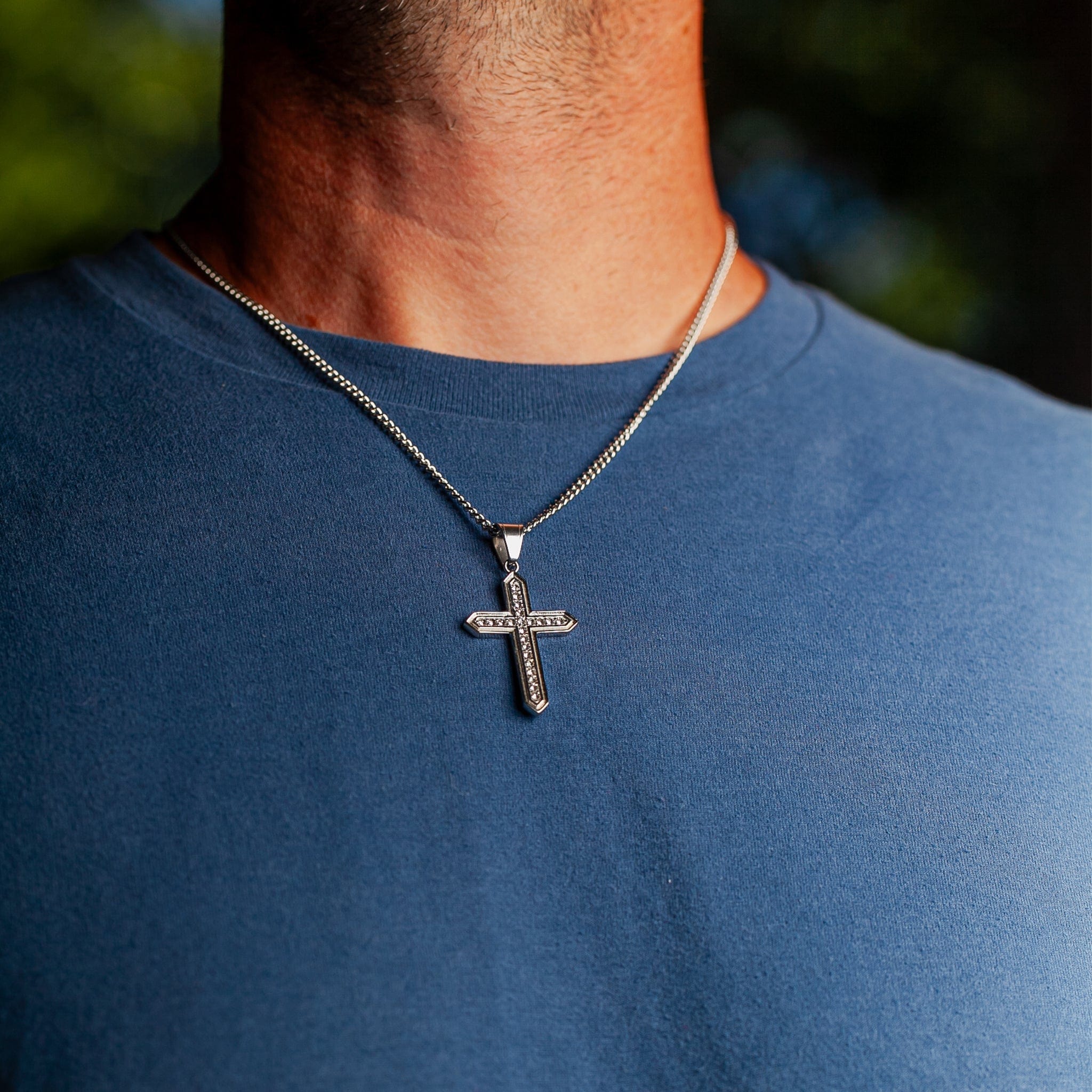 Iced Out Cross - Silver