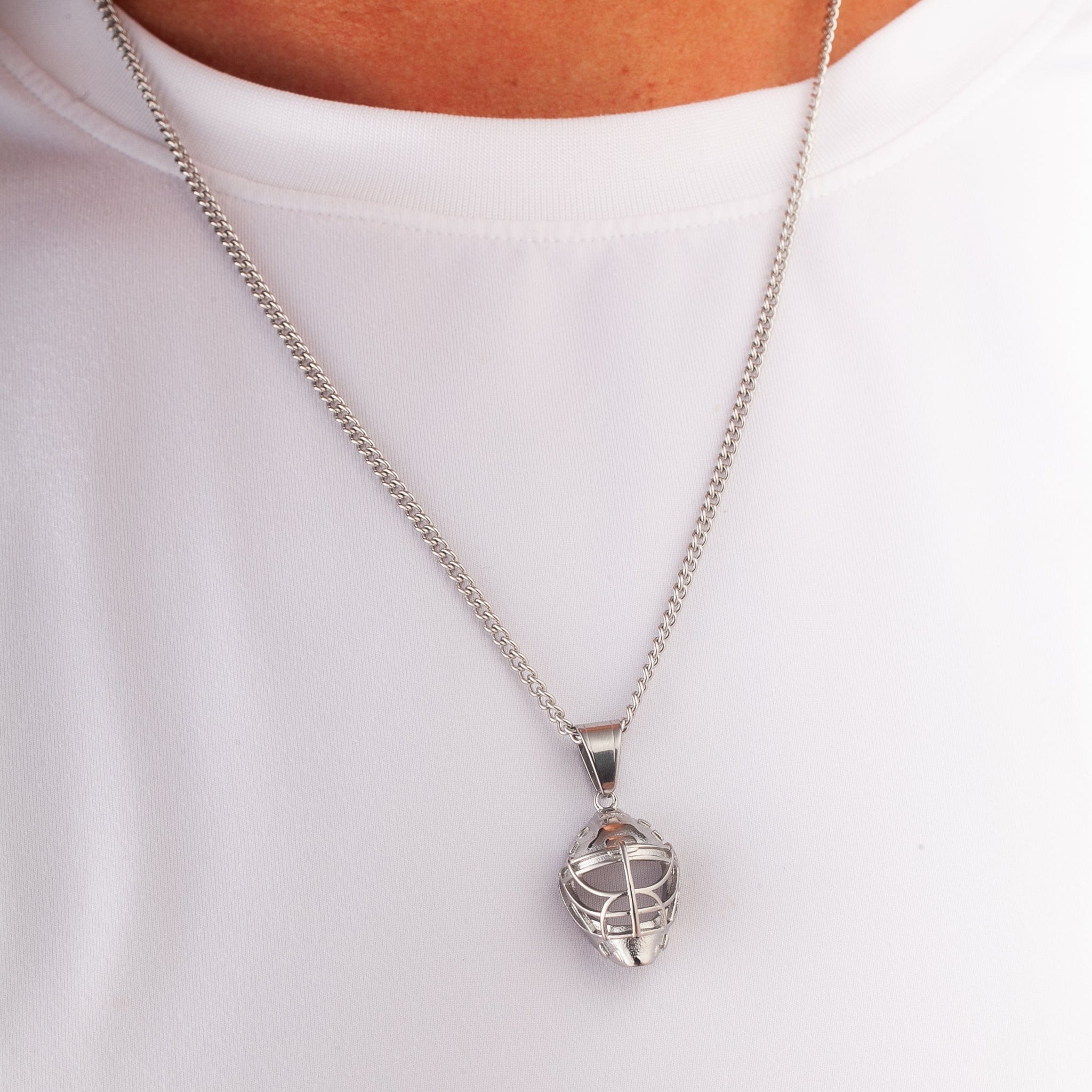 Goalie Mask Pendant Silver