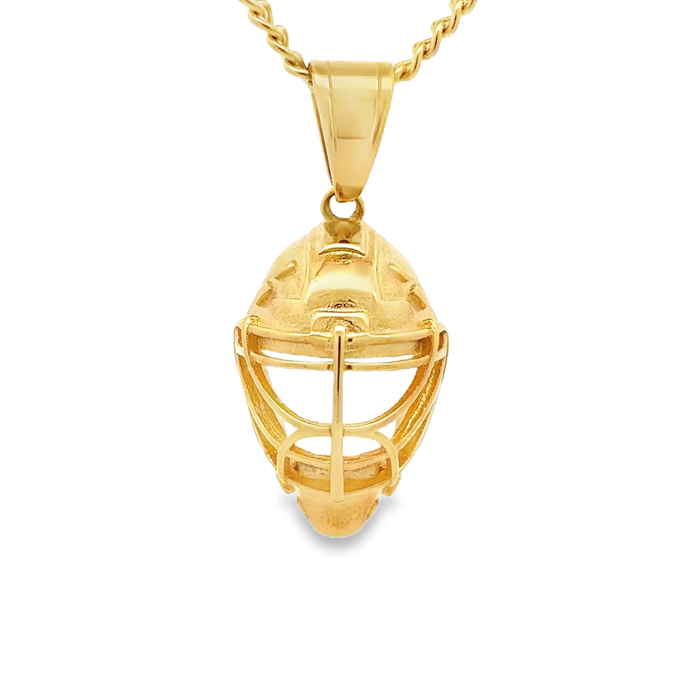 Hockey Goalie Mask Pendant - Gold