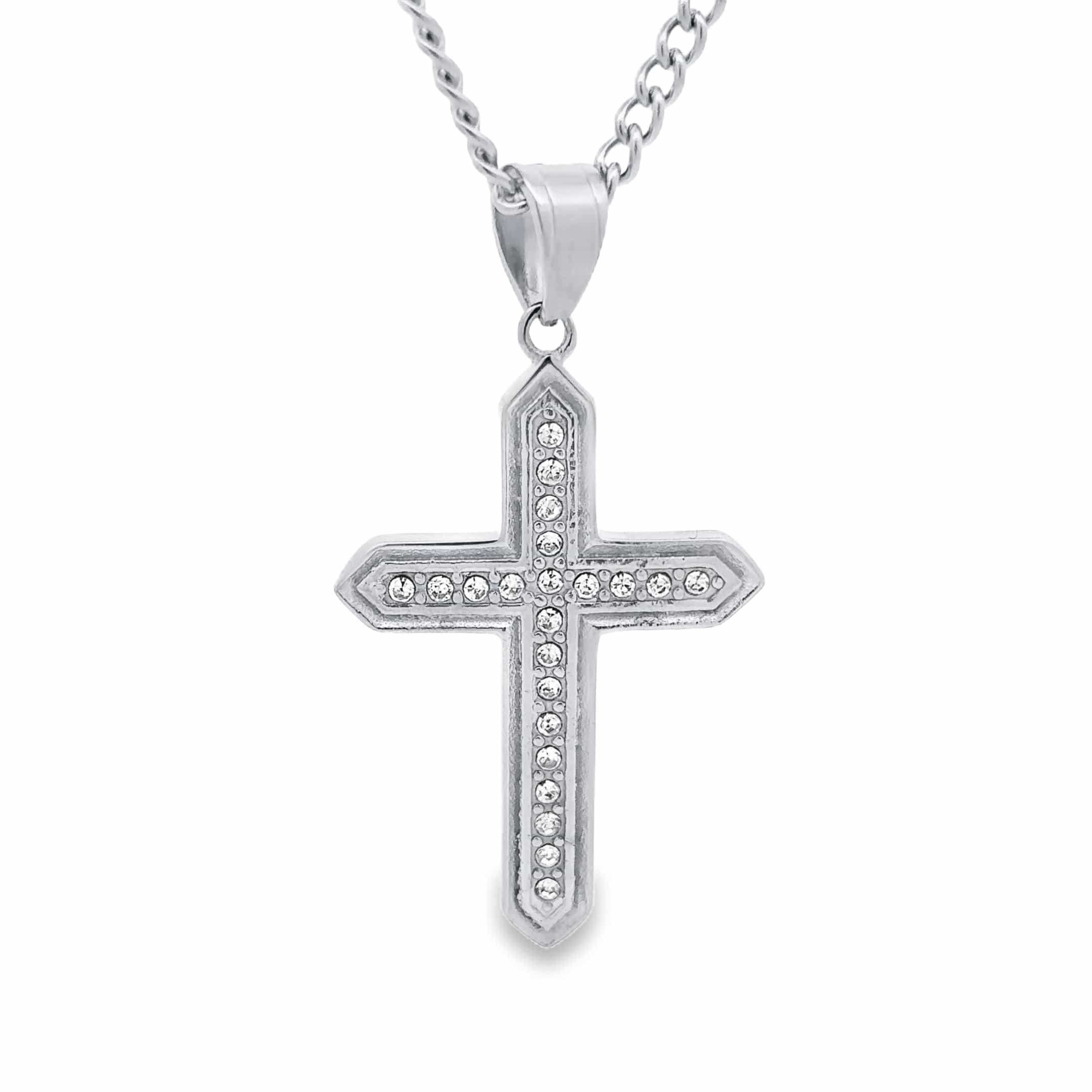 Iced Out Cross - Silver