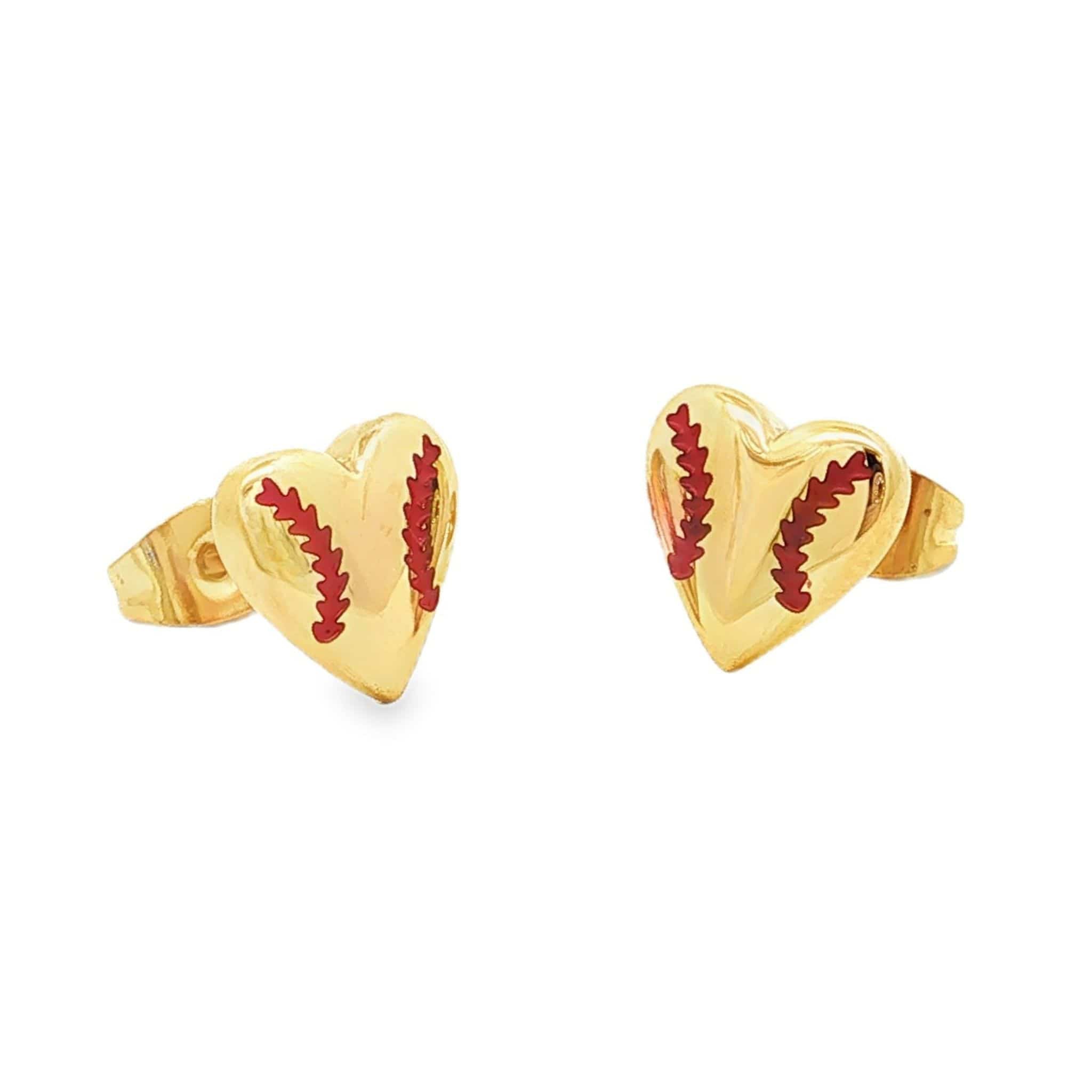 baseball heart earrings