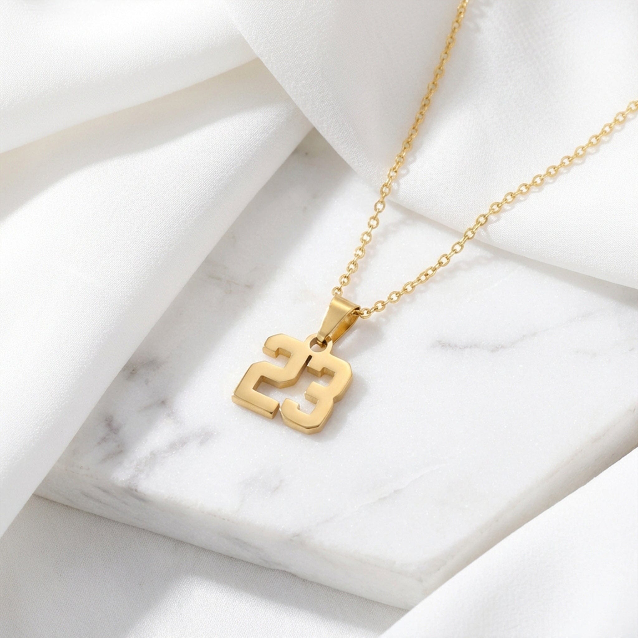 Mini Number Necklace - Gold