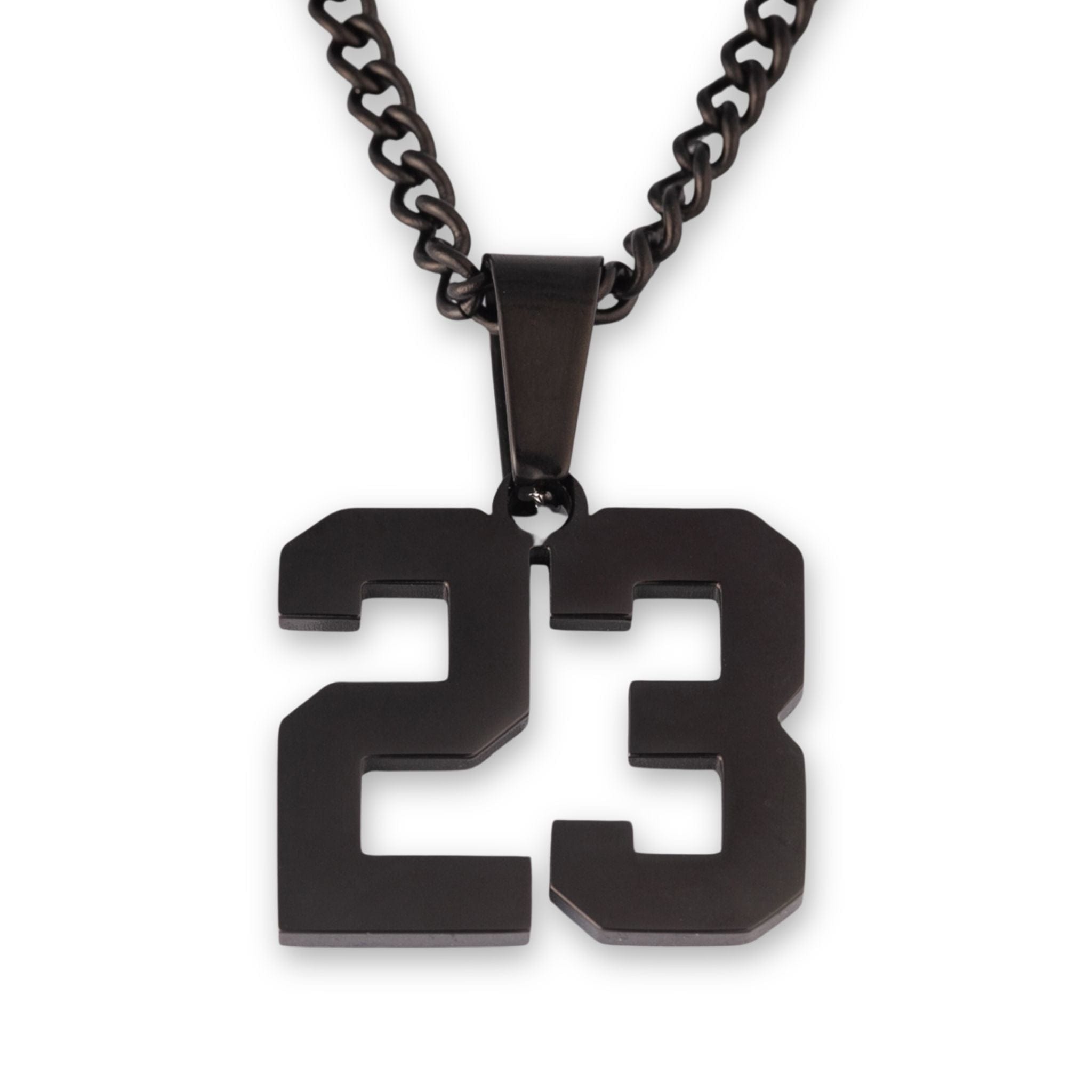 Number Pendant Necklace - Black