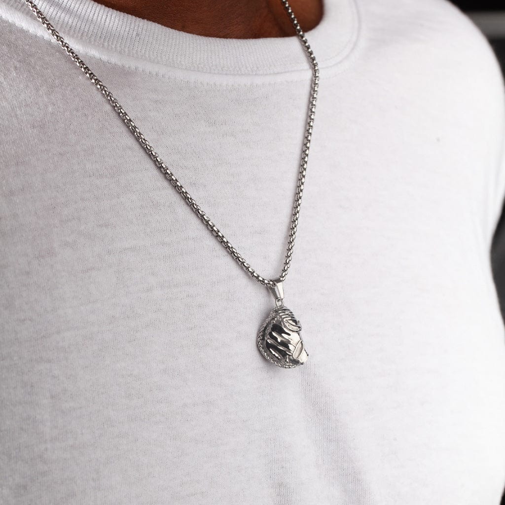 catchers mitt pendant necklace silver