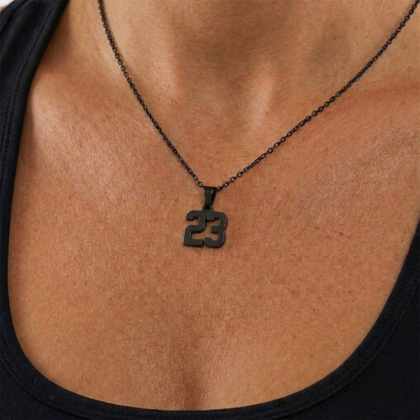 Mini Number Necklace - Black