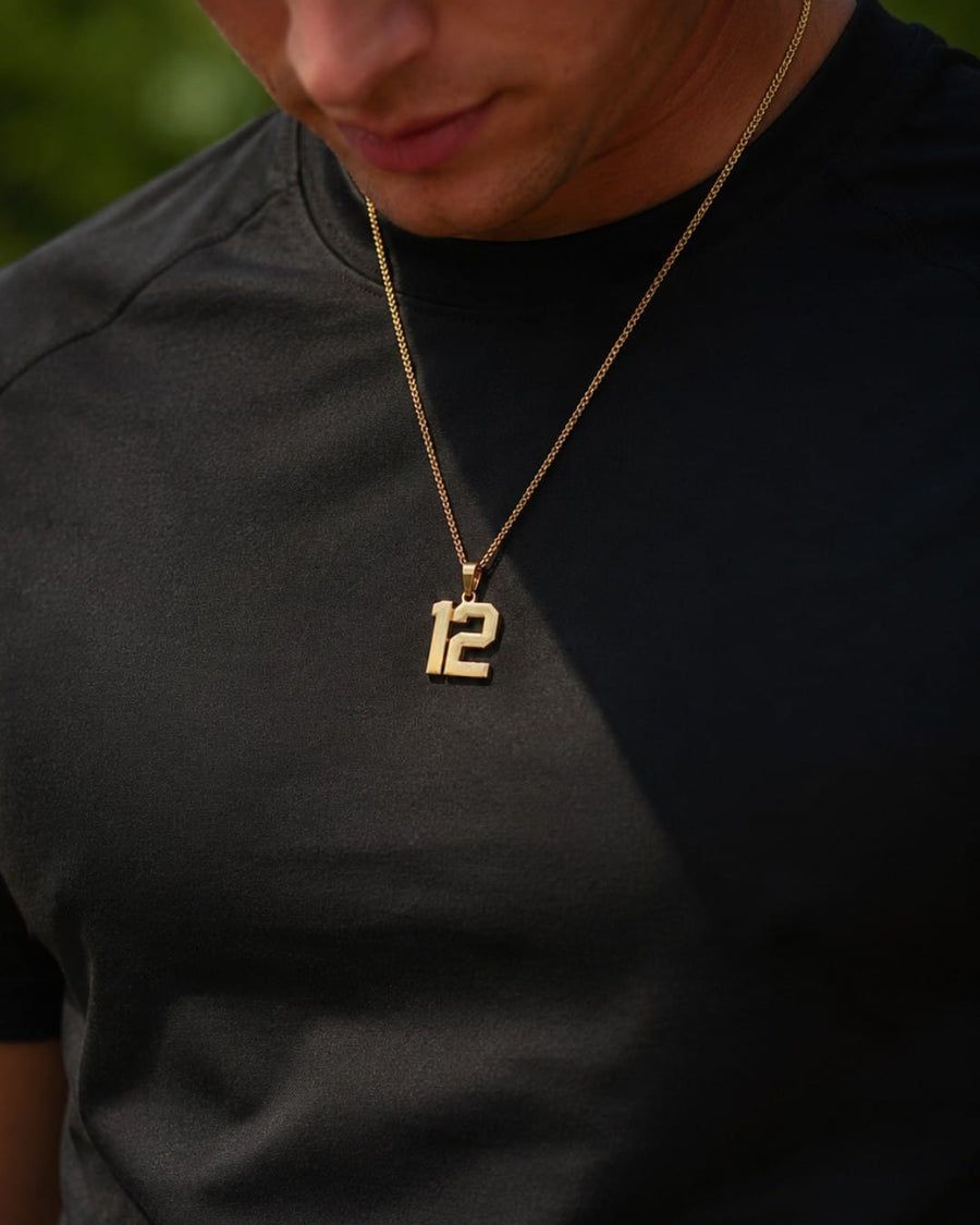 Number Pendant Necklace - Black