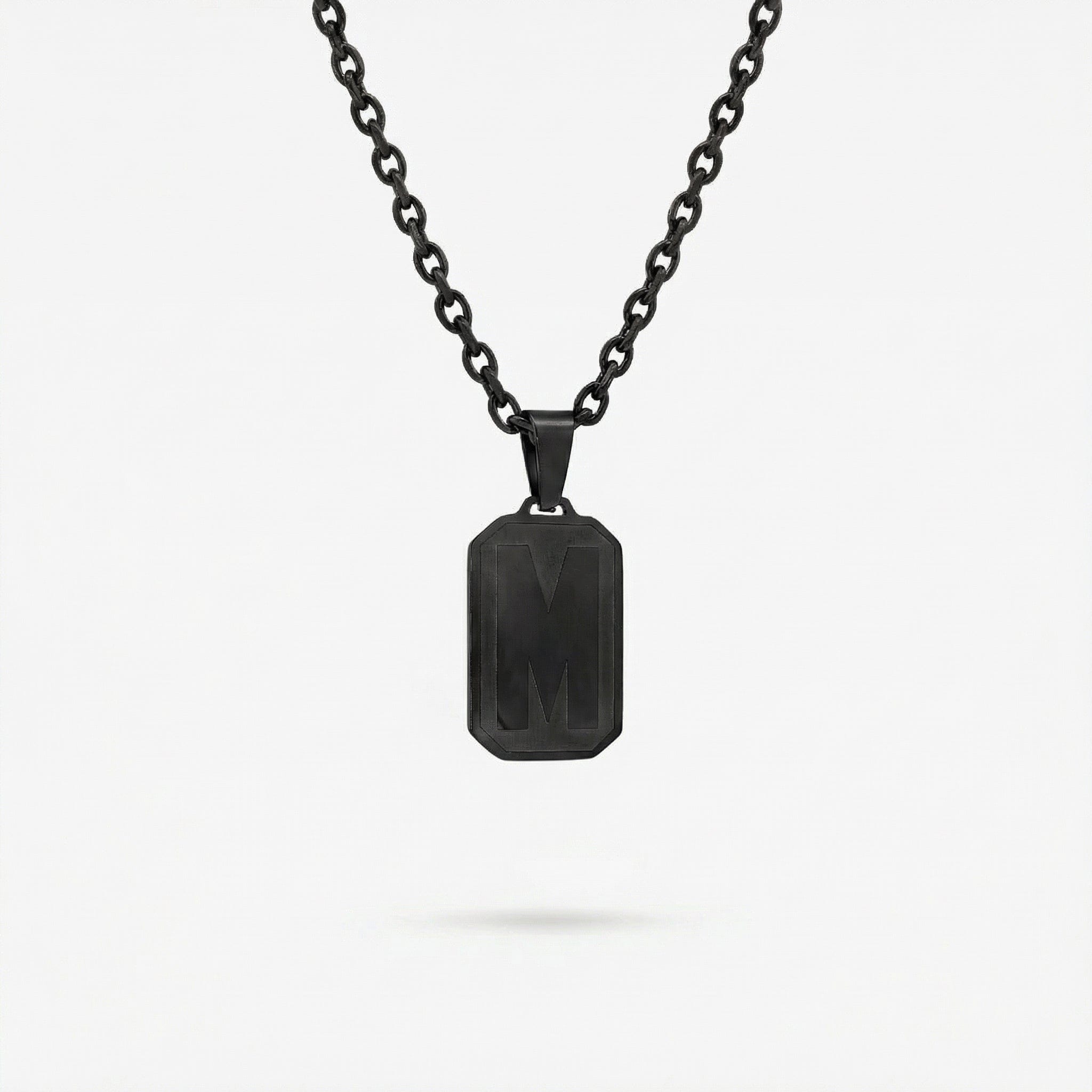 Black Letter Pendant Necklace