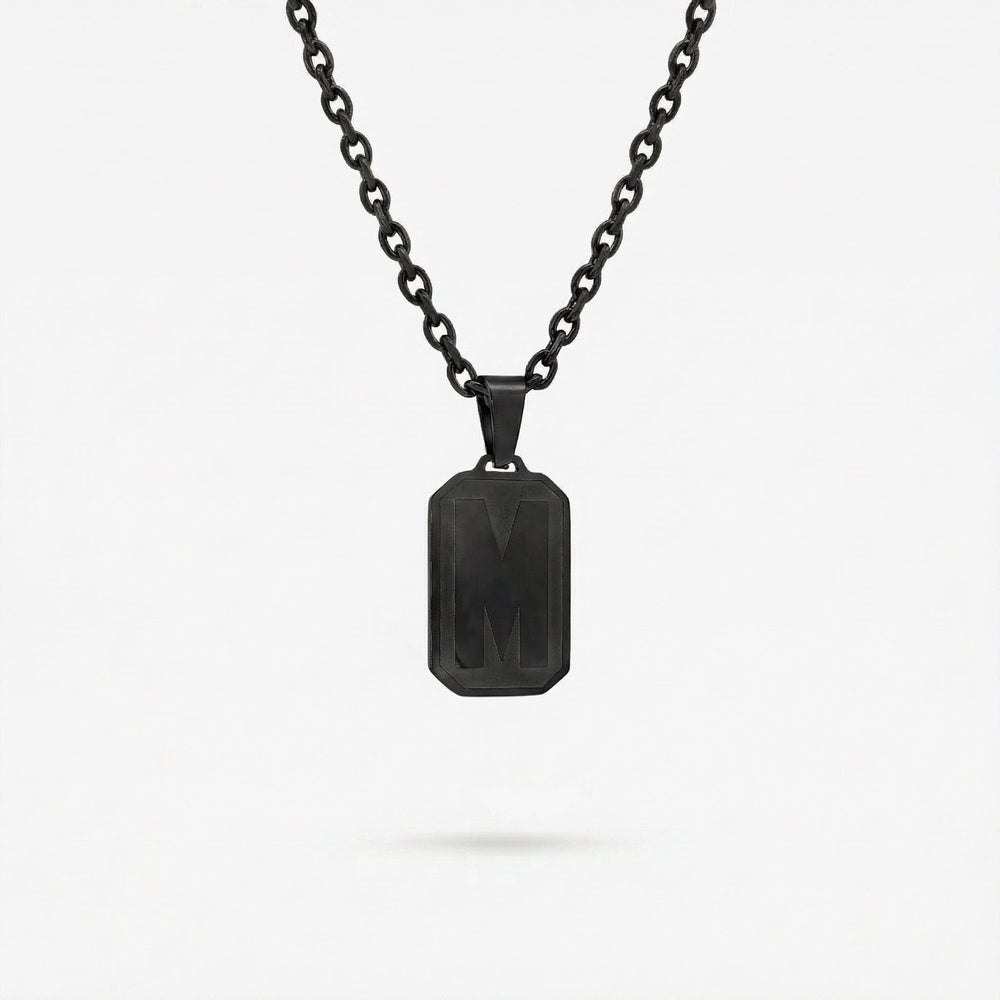 Black Letter Pendant Necklace