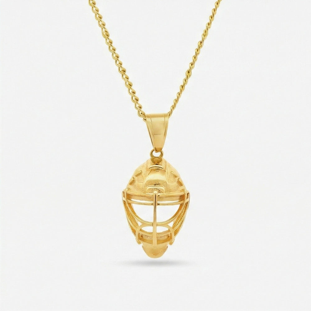 Hockey Goalie Mask Pendant - Gold