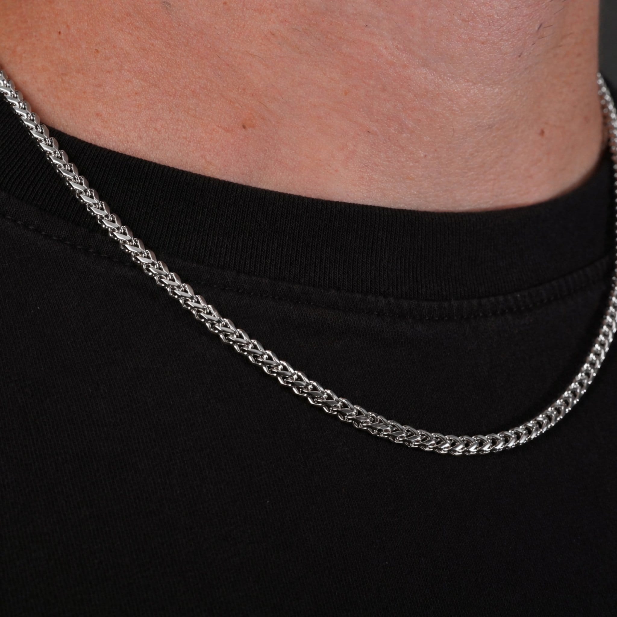 silver franco on model closeup