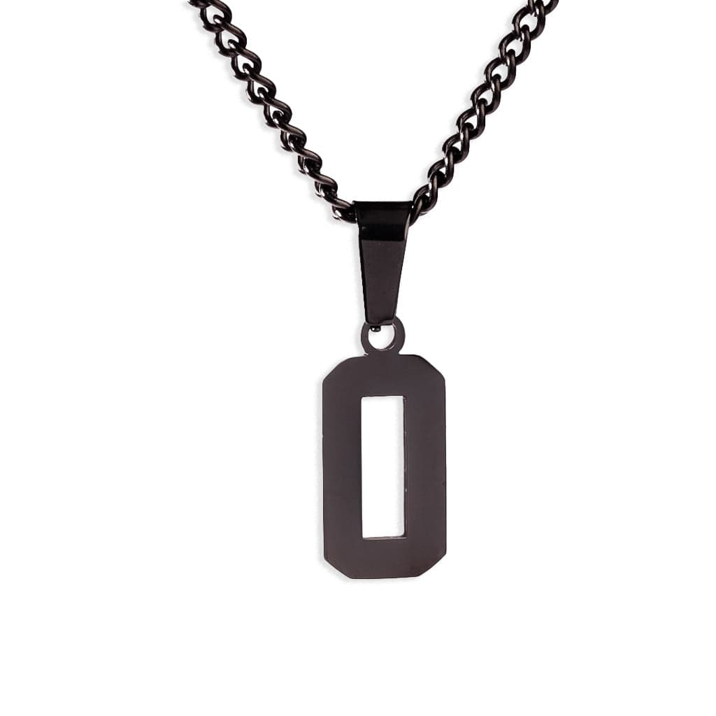 Number Pendant Necklace - Black