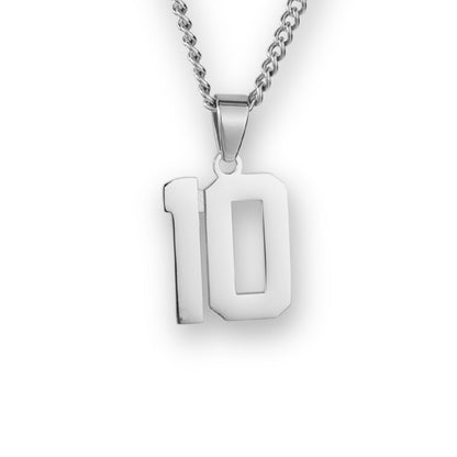 Number Pendant Necklace - Silver