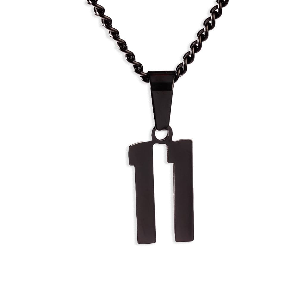 Number Pendant Necklace - Black