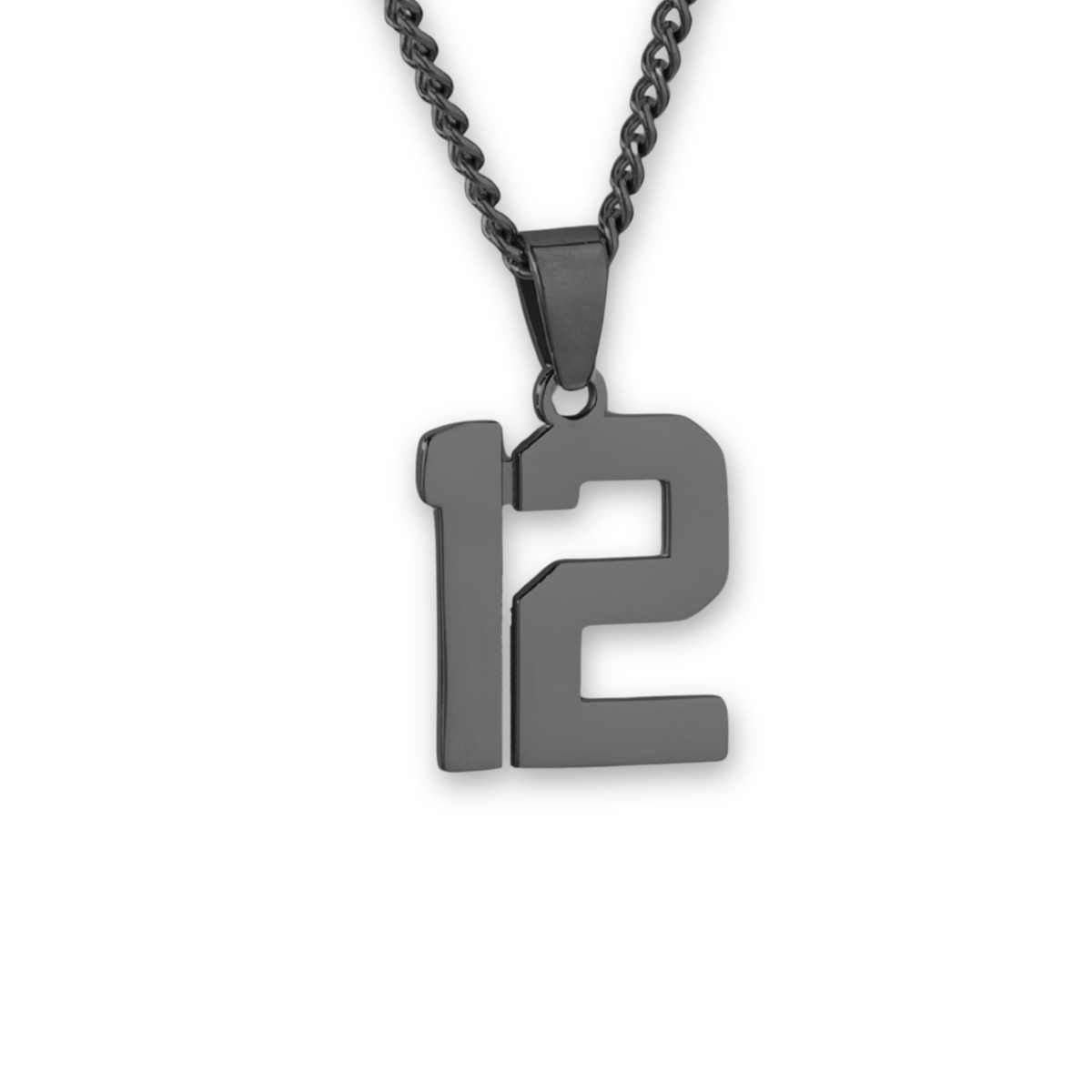 Number Pendant Necklace - Black