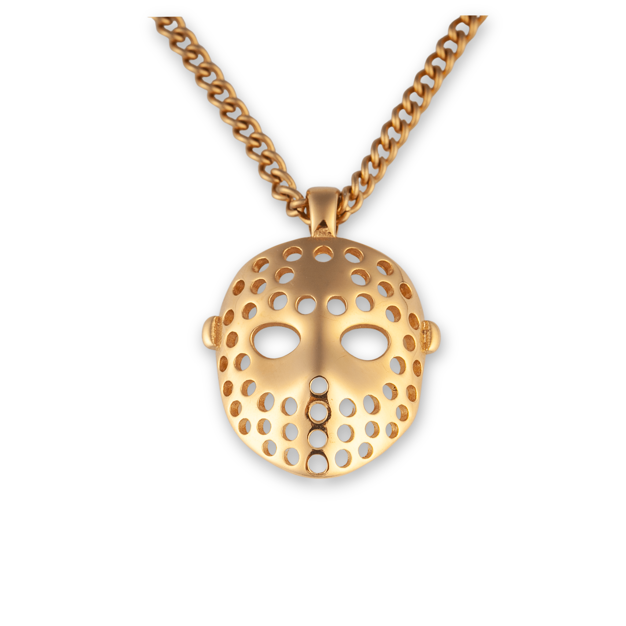 Vintage Hockey Goalie Mask Pendant - Gold