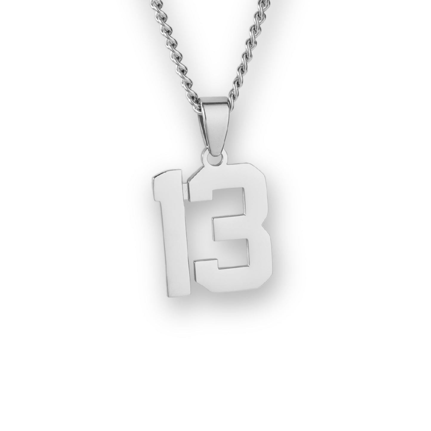 Number Pendant Necklace - Silver
