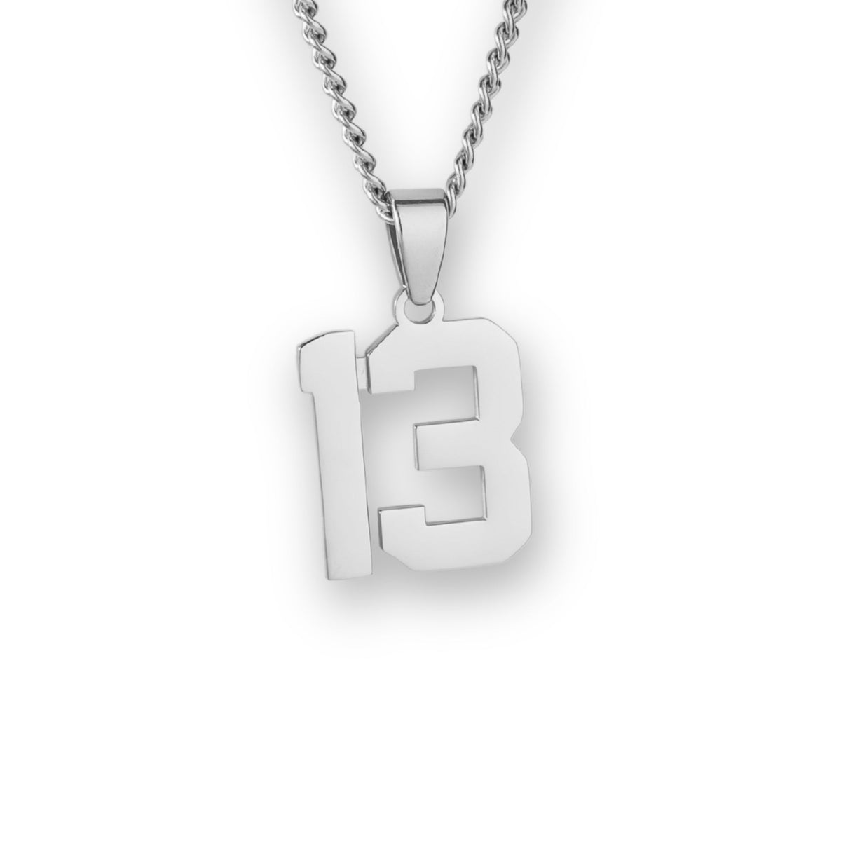 Number Pendant Necklace - Silver