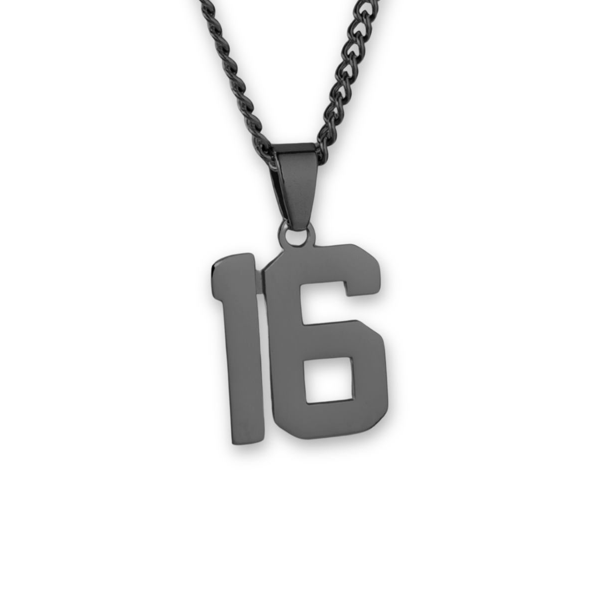 Number Pendant Necklace - Black