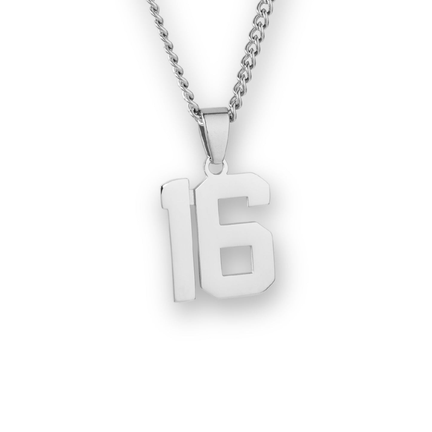 Number Pendant Necklace - Silver